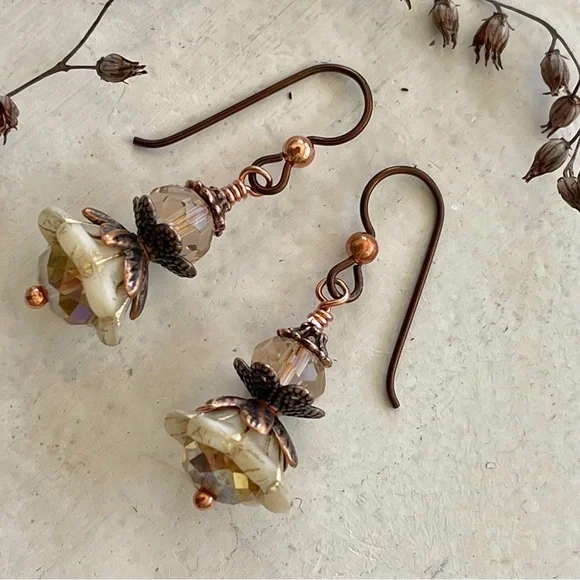 ARTISAN Earrings “Champagne Brunch” - Dangles - Picture 9 of 11